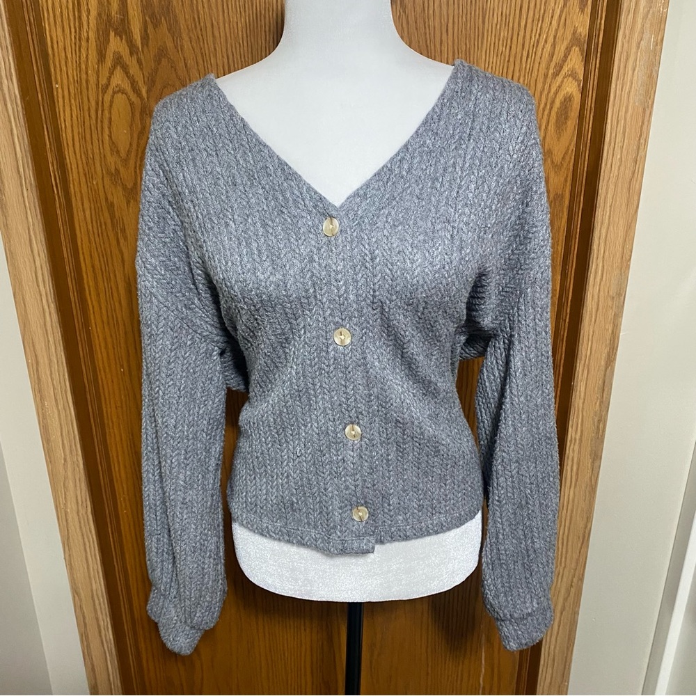 Gray Cable Knit Women's Sweater